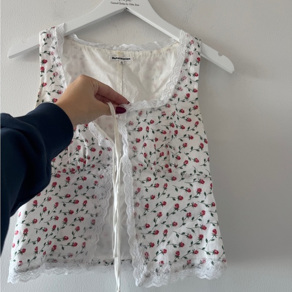 REFORMATION Rosalie Linen Top 2 - Picture 7 of 8